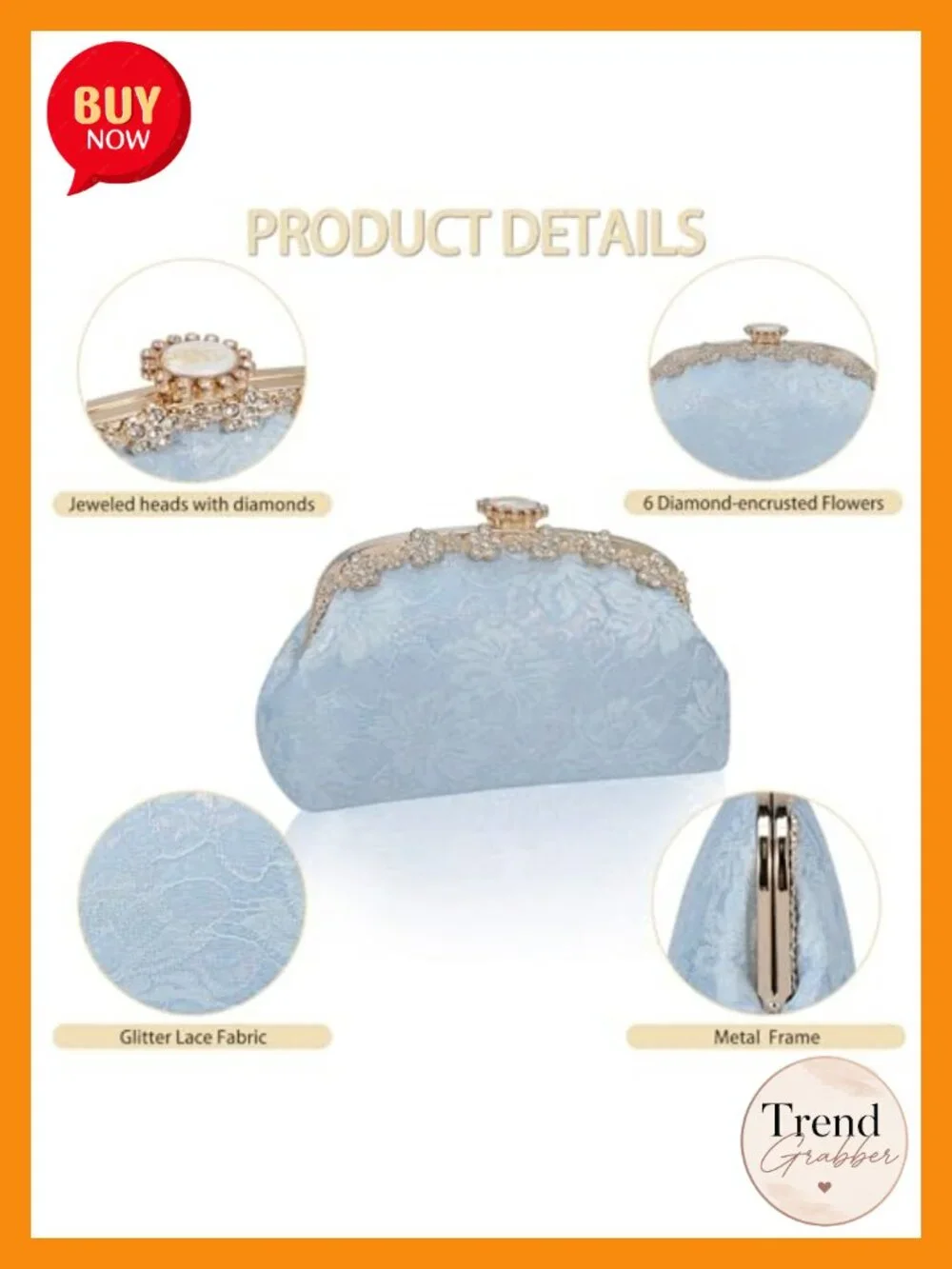Lace Formal Evening Clutch Rhinestone Prom Wedding Bag Crossbody